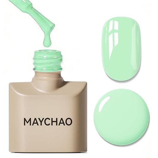 MAYCHAO 15ML Mint Green Gel Nail Polish 1Pc Spring Aqua Green Gel Polish Soak Off UV LED Nail Polish Nail Art Starter Manicure Salon DIY at Home, 0.5 OZ