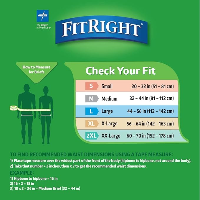 FitRight OptiFit Extra Adult Briefs, Incontinence Diapers with Tabs, Moderate Absorbency, Large, 44 to 56", 20 Count (Pack of 4)