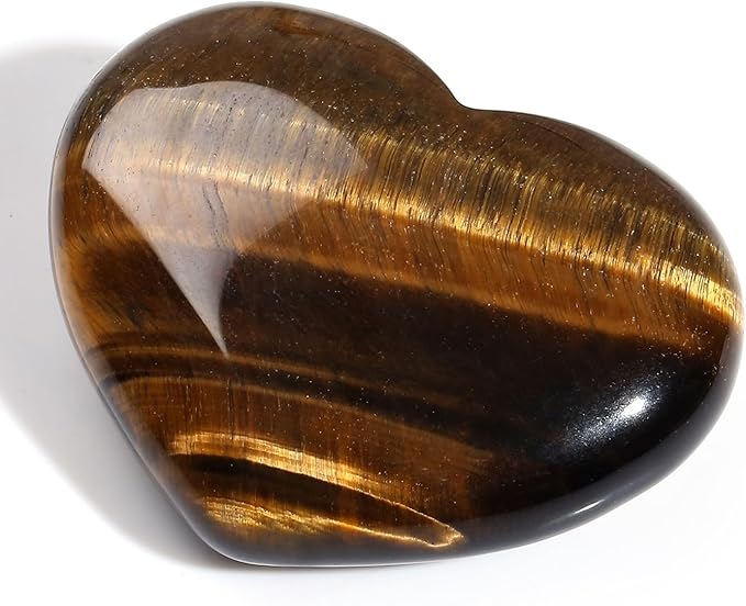 MAIBAOTA 45 mm Tiger Eye Crystal Stones Heart Love Crystal Reiki Gemstone Worry Stones for Anxiety