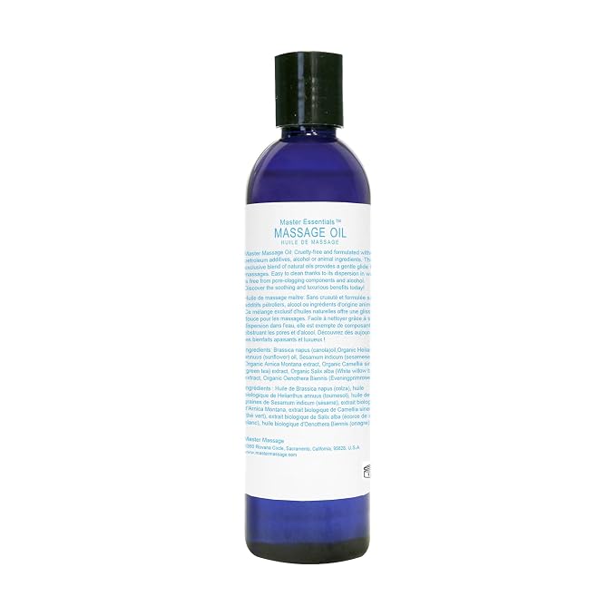 Master Massage Unscented Organic Massage Oil - 8 fl oz, Water-Soluble Blend, Skin-Nourishing Formula, Perfect for Massage Therapy and Home Use, Pack of 2