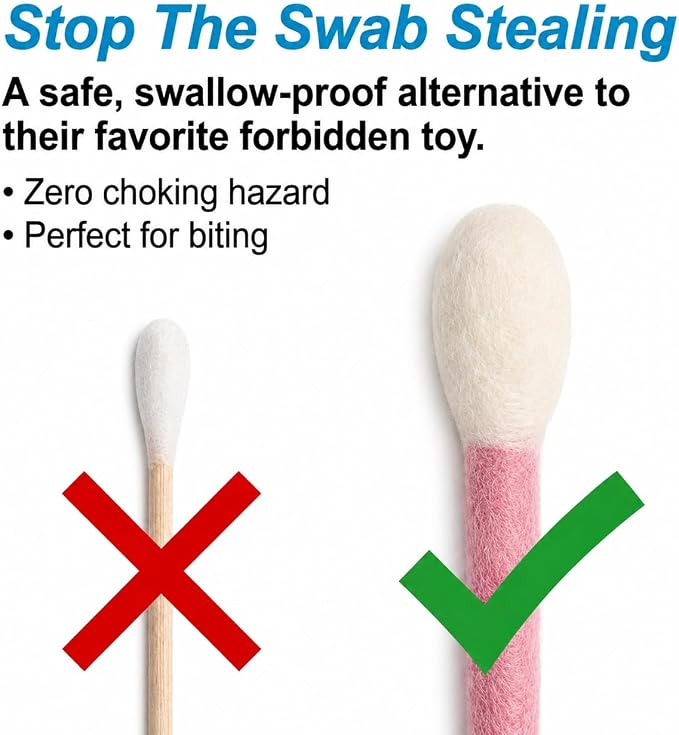 Glaciart One XXL Swabs Cat Toys with Catnip - 2 Pk | Durable for Chew, Cute Cat Toys Interactive Kitty for Boredom, Exercise, & Play | Filled w/Organic Catnip for Anxiety & as Digestive Aid
