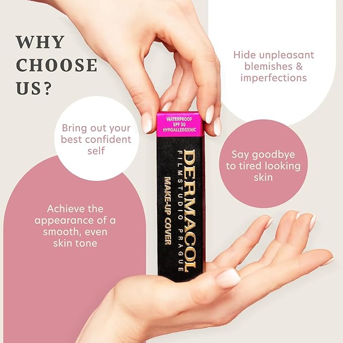 Dermacol - Full Coverage Foundation, Liquid Matte Makeup with SPF 30, Waterproof, for Oily Skin, Acne, & Under Eye Bags, Long-Lasting Makeup Products, 30g, Shade 222