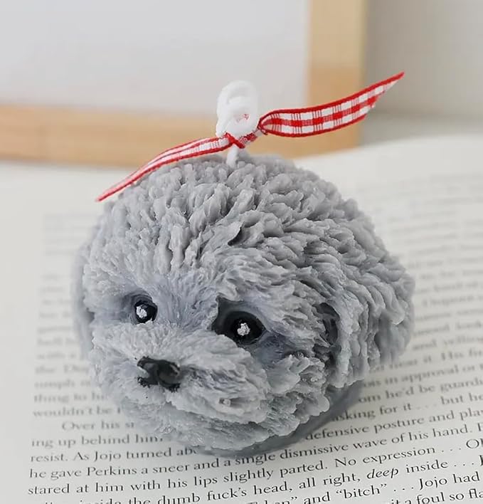 Cute Animal Shaped Scented Candle | Dog Candle | Natural Soy Wax Aromatherapy Candle | Home Decor | Birthday Gift for Dog Lover (White)