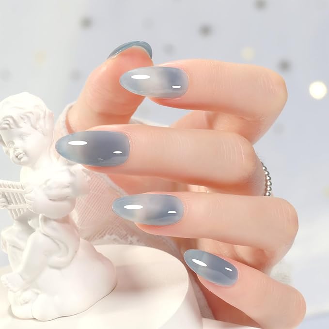 GAOY Jelly Nude Blue Gel Nail Polish, 16ml Sheer Neutral Translucent Soak Off Gel Polish, UV Light Cure for Nail Art DIY, 1722 Hazy Blue