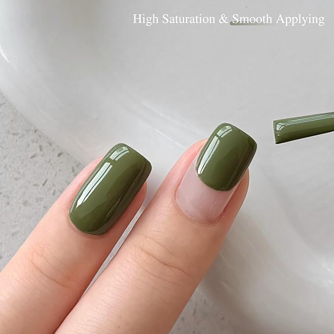 GAOY Green Gel Nail Polish Set, 6 Colors Dark Green Cat Eye, Soak Off UV Light Cure Gel Polish Kit for Nail Art DIY at Home