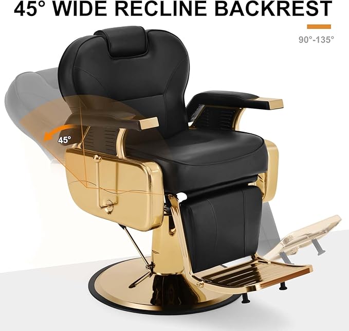 Artist hand Black All Purpose Hydraulic Recline Barber Chair Salon Beauty Styling Chair for Beauty Shop Gold/Black