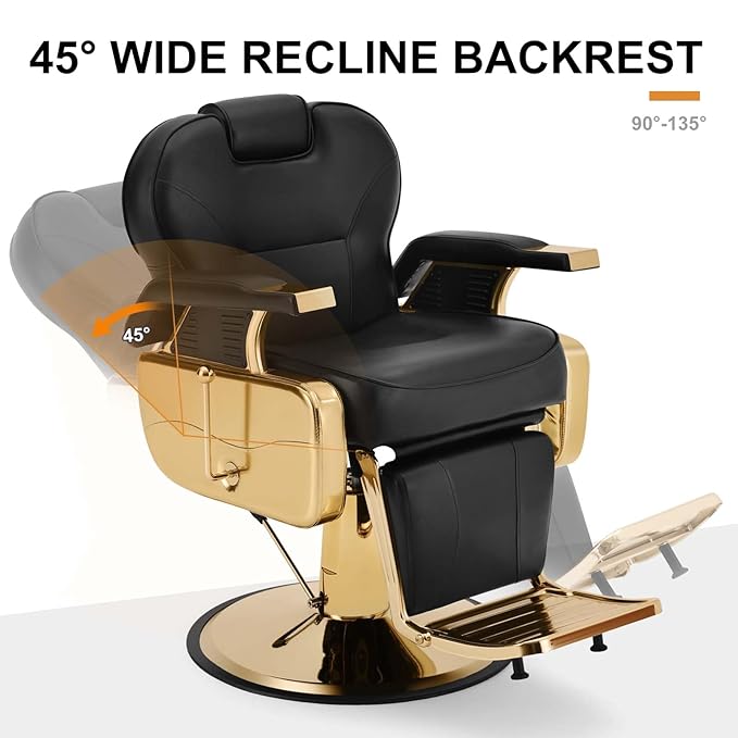 Artist hand Barber Chair for Barbershop Salon Chair Beauty Styling Chair for Beauty Shop Gold/Black