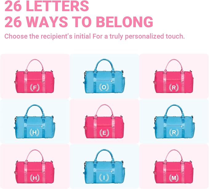Gym Bag for Women, Personalized Duffle Bag with Shoe Compartment, Sports Bag for Yoga & Dance with Wet Pocket and Mat Strap(HotPink,O)