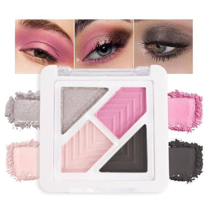 Neutral Smoke Red Eye Shadow Palette, Metallic and Shimmer Magic Eyeshadow Makeup, Velvety Pigmented Creamy Formula, Four Way Quad Eye Shadow Palette For Old Women, (01#Smoke Red)