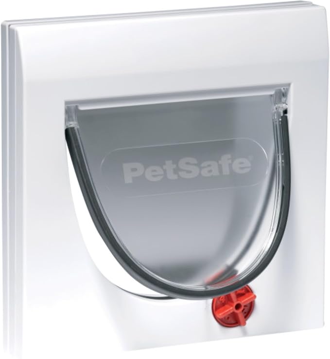 PetSafe Staywell Classic Manual 4-Way Locking Cat Flap – Cat Door with 4 Programmed Locking Settings, White, Tunnel Included