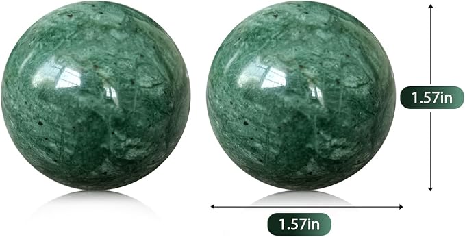 Traditional Chinese Baoding Balls, Marble Health Exercise Stress Relief Balls, Dark Green, 2-Piece Set (Dark Green, Small-1.38")