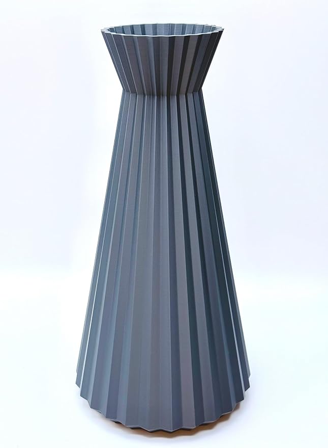 Modern Geometric Decorative Vase, 10" Tall Matte Blue Gray Vase for Pampas Grass, Minimalist Contemporary Home Decor for Living Room, Dining Table, Shelf, Coffee Table & Office.