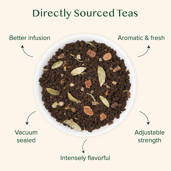 VAHDAM Earl Grey Masala Chai - High Caffeine, Non GMO, Gluten Free | Citrusy Earl Grey Tea Leaves w/ Pure Bergamot Oil | Brew Hot, Iced or Chai Latte | Vacuum Sealed Pack (50 Cups/3.53 oz)