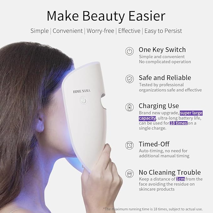 Led Face Mask, Red Light Mask for Face, Infrared, Red & Blue Light Mask for Skin Care, Wrinkle Reduction, Wireless Face Mask. (Miracle MAX RB-030)