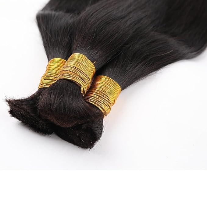 Human Braiding Hair for Boho Braids 24inch Straight Bulk Hair Extensions No Weft Brazilian Virgin Human Braiding Hair for Black Woman Straight 1 Bundle 100g Natural Black