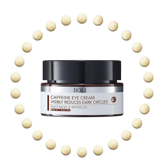 BOLI Caffeine Eye Cream, Under Eye Cream Niacinamide Peptides for Puffy Bags Fine Lines Dark Circles (1.05 oz)
