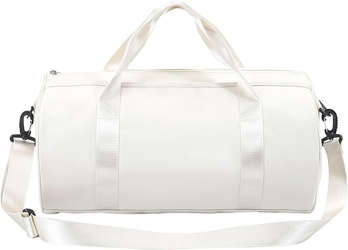 Small Gym Bag for Women Small Duffle Bag with Wet Compartment Sport Bags Gym Tote Bag for Workout Yoga Swimming Dance (White(wet pocket))