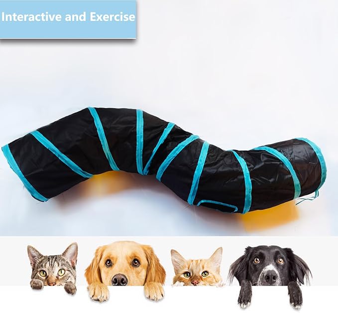 Cat Tunnel, Cat Tunnels for Indoor Cats, S-Shape Foldable Cats Cave