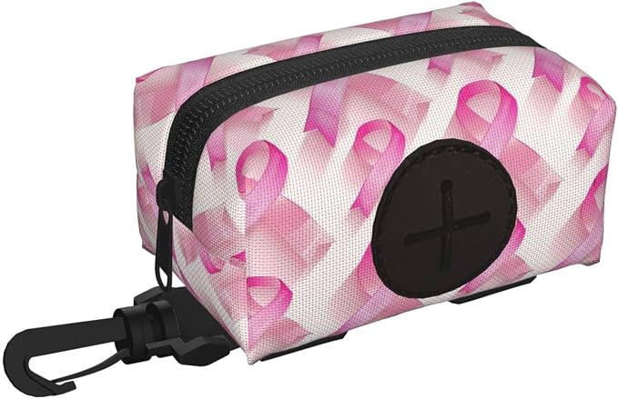 Breast Cancer Pink Ribbons B Print Dog Poop Bag Holder