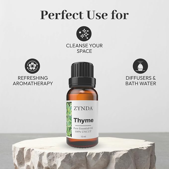 Thyme Essential Oil - 100% Pure & Natural Organic Thyme Oil | Premium Lab Tested Therapeutic Grade Aromatherapy Essential Oils for Skin, Hair & Diffuser - 10ml