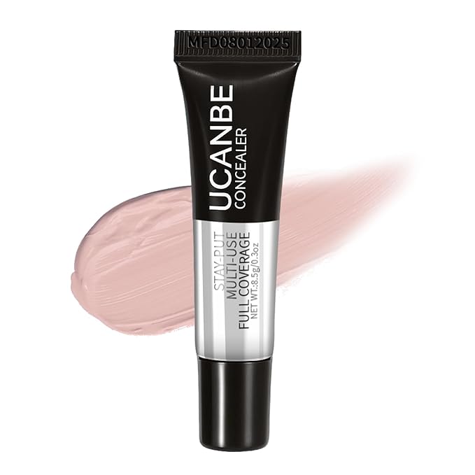 UCANBE Stay-Put Full Coverage Concealer, Long-Wear Waterproof, Under Eye Brightener Concealer, Color Corrector for Dark Circles, Acne, Blemishes, Redness Color Correcting Cream (02 FAIR PINK)