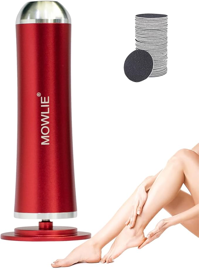 Electric Foot Callus Remover,MOWLIE Electric Foot Care Tools with Speed Controller and 60pcs Replacement Sandpaper Disk for Men Women Dead Dry Crack Skin Calluses(red)