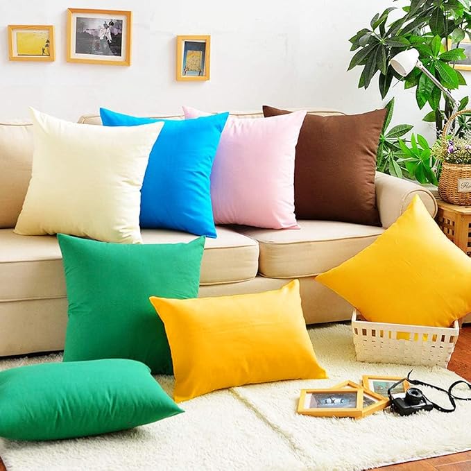 4-Pack 100% Cotton Lumbar Comfortable Solid Decorative Throw Pillow Case,Thmyo Rectangle Cushion Cover Pillowcase Sublimation Blank Pillow Covers DIY Throw Pillowcase(12x20inch/30x50cm, Yellow)