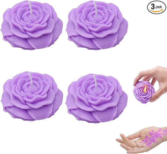 3 Colors Peony Flower Shaped Low Temperature Candles Soy Wax Low Temperature Candle Used for Romantic Night Decoration