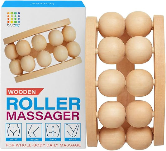Bruizex Wood Therapy Massager | Wooden Lymphatic Drainage Roller | Maderoterapia Body Sculpting Tool for Cellulite & Post-Lipo Recovery | BBL, Tummy Tuck, 360 Lipo | Waist, Thighs, Back & Arms