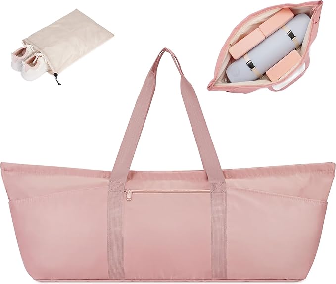 sportsnew Large Yoga Mat Bag with Shoes Compartment and Wet Pocket Ladies Pilates Gym Tote Bag with Yoga Mat Holder Strap for Women Men Workout Carrier Stuff Accessories