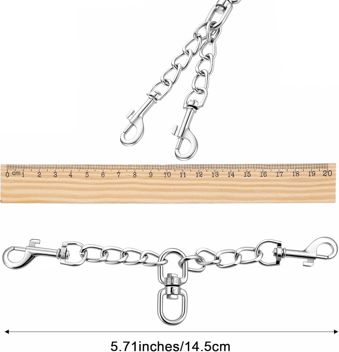 Prong Collar Safety Clip Stainless Steel Leash Backup with Dual Clasps Dog Collars and No Pull Harness Connectors(5.71 Inches Silver)