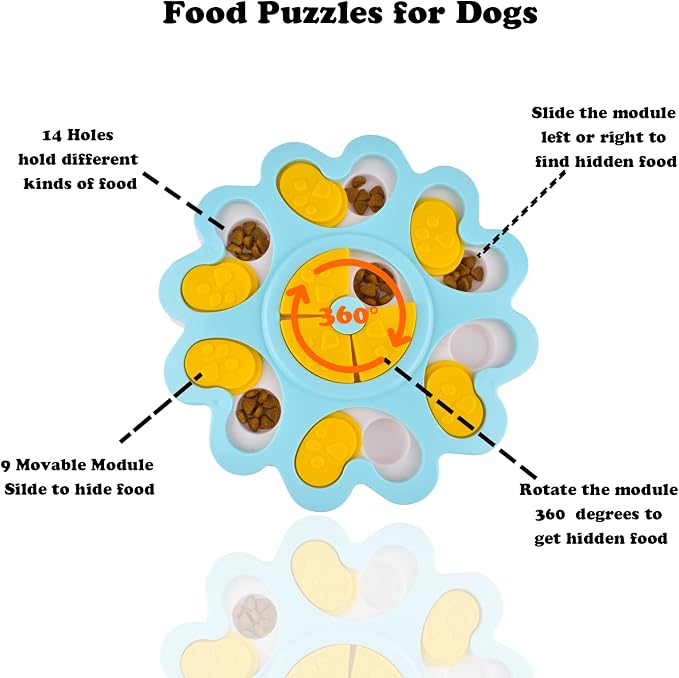 Dog Puzzle Toys for Smart Dogs Treat Dispensing Mental Stimulation Toys Dog/Cat Puzzle Feeder Dog Enrichment Toys Interactive Dog Toys for Boredom (Flower)