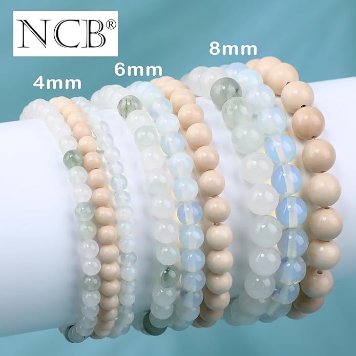 NCB 2.3-Piece 4mm Natural Crystal Gemstone Stretch Bracelets – Handmade Reiki Energy Healing Jewelry for Meditation,Yoga, Unisex