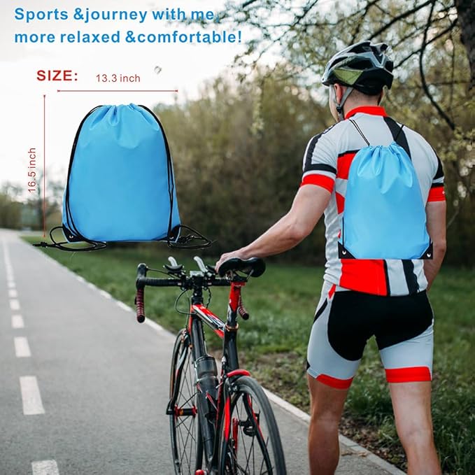 Drawstring Backpack Bulk 50 Packs Draw String Backpack Bags DIY Gym Sports Traveling Trip ride Pedestrianism Yoga Cinch Bag Sackpack Drawstring (sky blue)