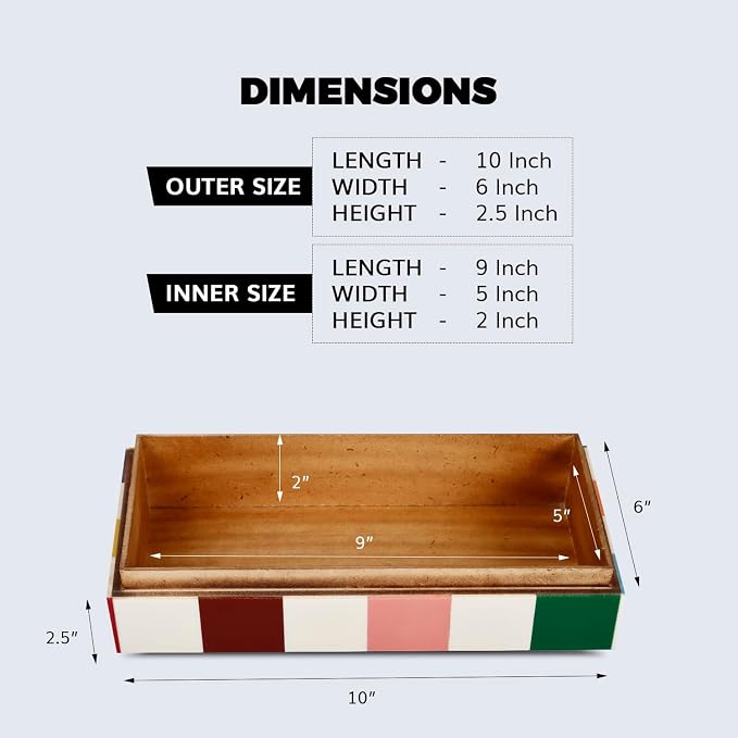 Handicrafts Home Decorative Storage Box 10x6 – Remote Organizer Box with Lid, Modern Decorative Keepsake Box, Boho Shelf Décor, Memory Box for Photos or Letters, Decorative Box for Table Décor