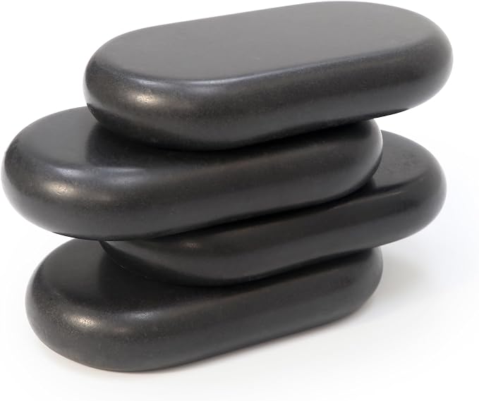 Master Massage 4 Pieces XXL Oversized Super Extra Large Oval Shape Basalt Massage Hot Stone Massage Stone Warm Stone Set-6” x 3.4“x 1.1”-Spa-Beauty-Salon-Massage