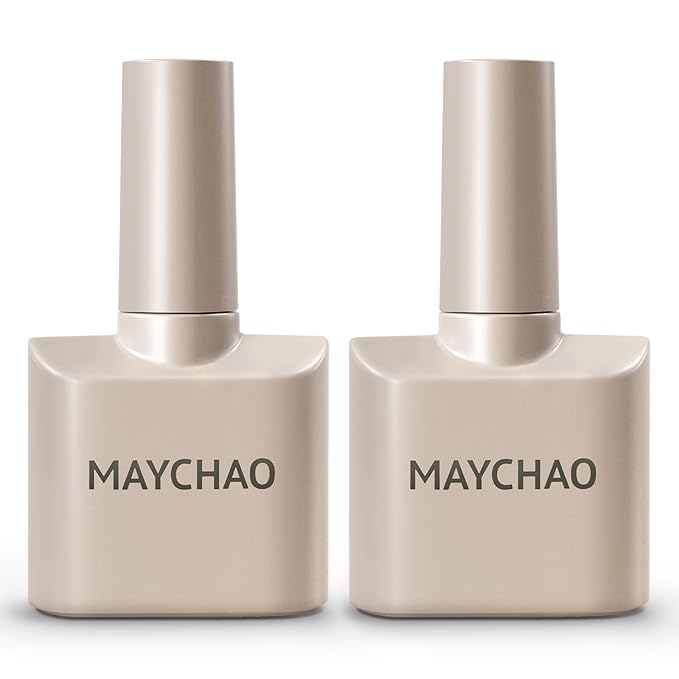 MAYCHAO 2 Pcs 15ml Gel Top and Base Coat Set, Clear Base and No Wipe Shiny Top Coat Gel Nail Polish UV LED Nail Lamp Need Long Lasting Nail Lacquer Art Design Manicure for Women