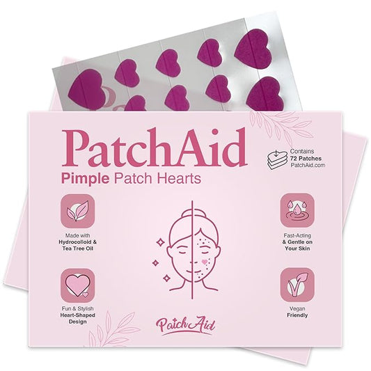 Hydrocolloid Fast-Acting Pimple Spot Treatment Heart-Shaped Patch with Tea Tree Oil by PatchAid (72 Count)