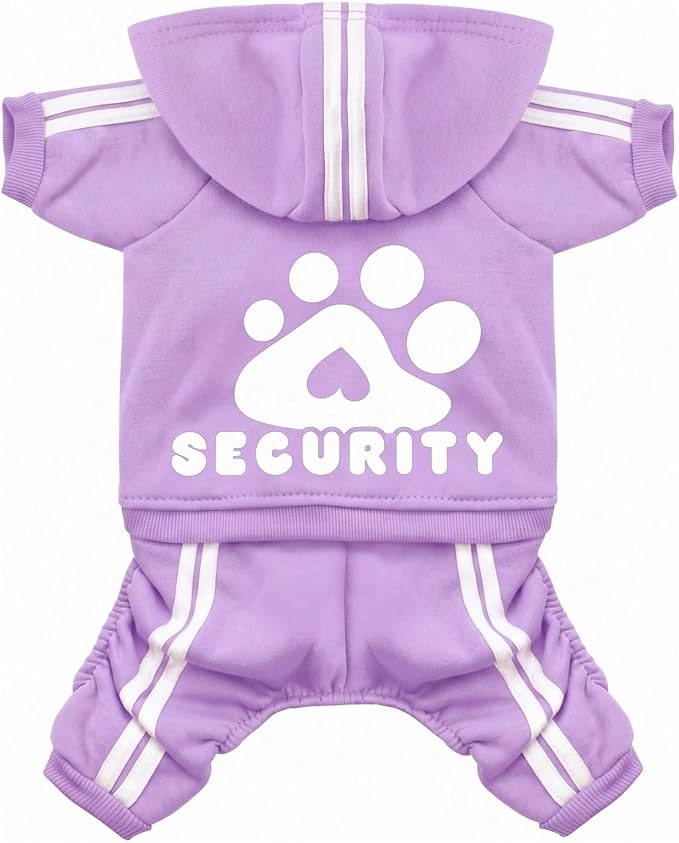 Dog Hoodie Security Clothes 4 Legs Jumpsuit Sweatshirt Hoodies Soft & Warm Dog Outfit Pullover Dog Winter Clothes Sweater for Small Medium Large Dogs Cats (Purple, Small)