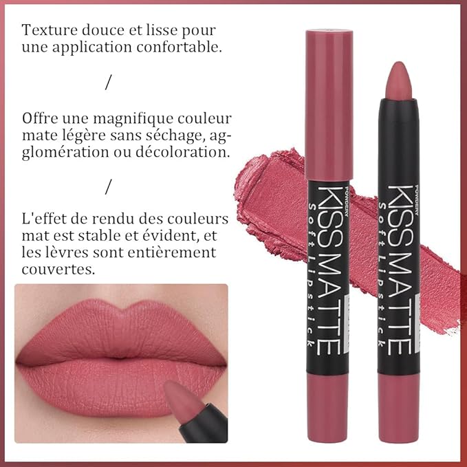 evpct 3Pcs Brown Lip Liner Crayon Pencils Set for Women, Neutral Matte Lipstick Lip Stick Crayon Long Lasting, Lips Pencil Liner and Lipstick set, Lipliner Pencil 24 Hours Long Wearing Lipstick labial