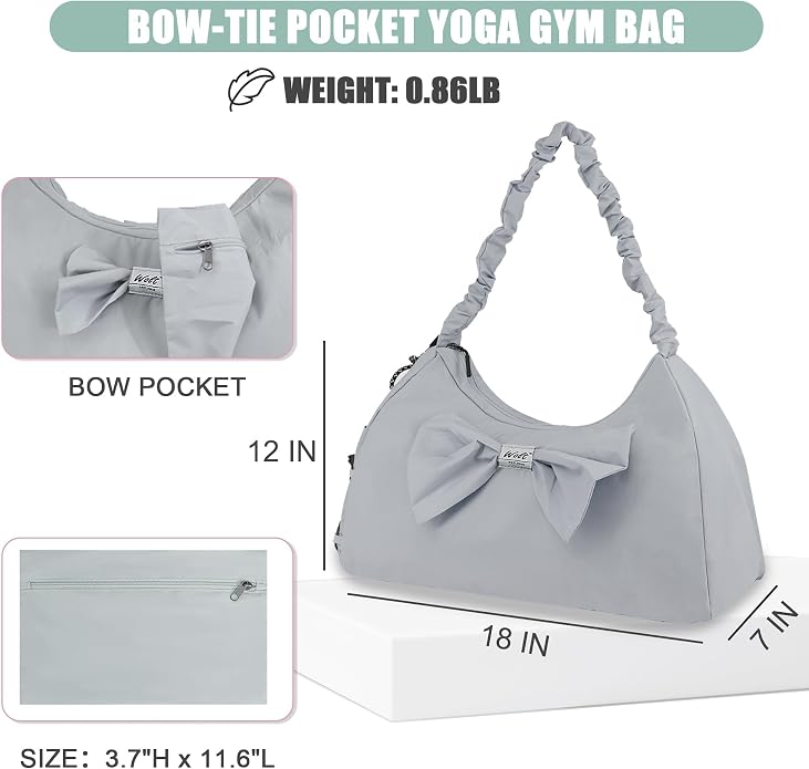 WOLT Gym Bag For Women, Yoga Mat Bag with Shoes Compartment, Wet Pocket and Water Bottle Pocket