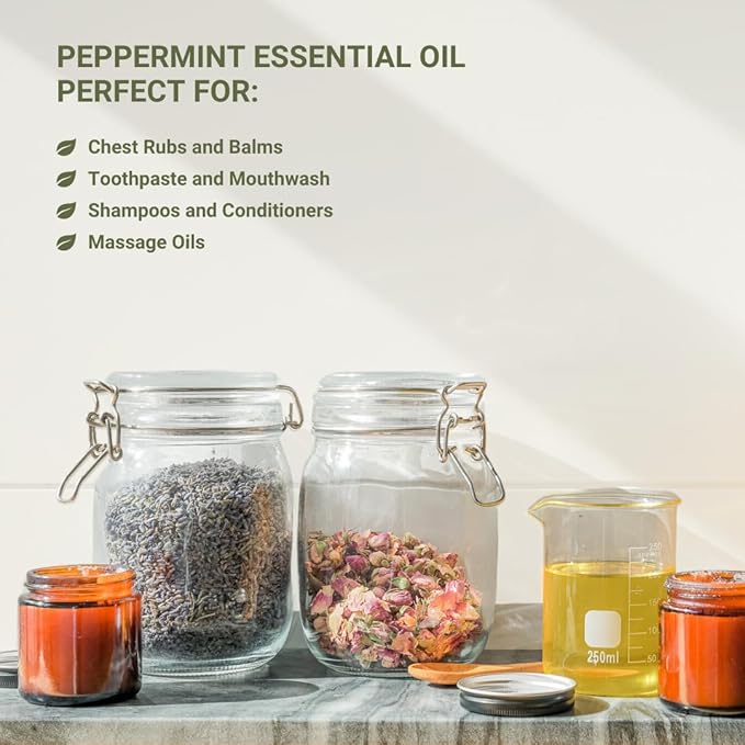 Peppermint Essential Oil - Direct from Norex Flavours India - Steam Distilled - Aceite Esencial de Menta for Aromatherapy, Massage, Diffuser, DIY Candle and Soap Making - 15ml