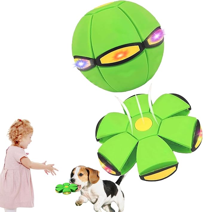 Magic Bouncing Ball, Magic Meta - Ball, Children's Magic Bouncing Balls, Doggy Disc Ball, Flying Saucer Ball, Parent-Child Interaction with Lights for Indoor & Outdoor Play Green and Blue