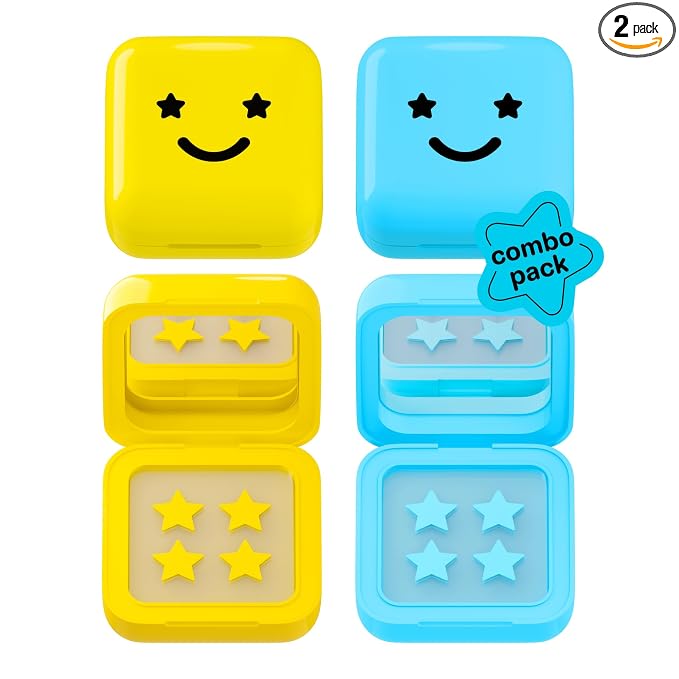Starface Hydro-Star® Hydrocolloid Pimple Patches + Big Yellow Compact (32 ct) and Hydro-Star® Hydrocolloid Patches with Salicylic Acid + Big Blue Compact (32 ct), Shrink Spots, Absorb Fluid, 2-Pack