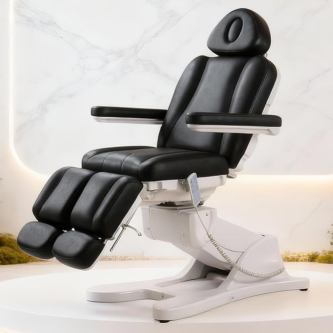 TATARTIST Electric Facial Bed for Esthetician Adjustable Electric Spa Chair Portable Massage Table Dental Podiatry Tattoo Salon Spa Treatment Table All Purpose Aesthetic Chair with 3 Motors (Black)