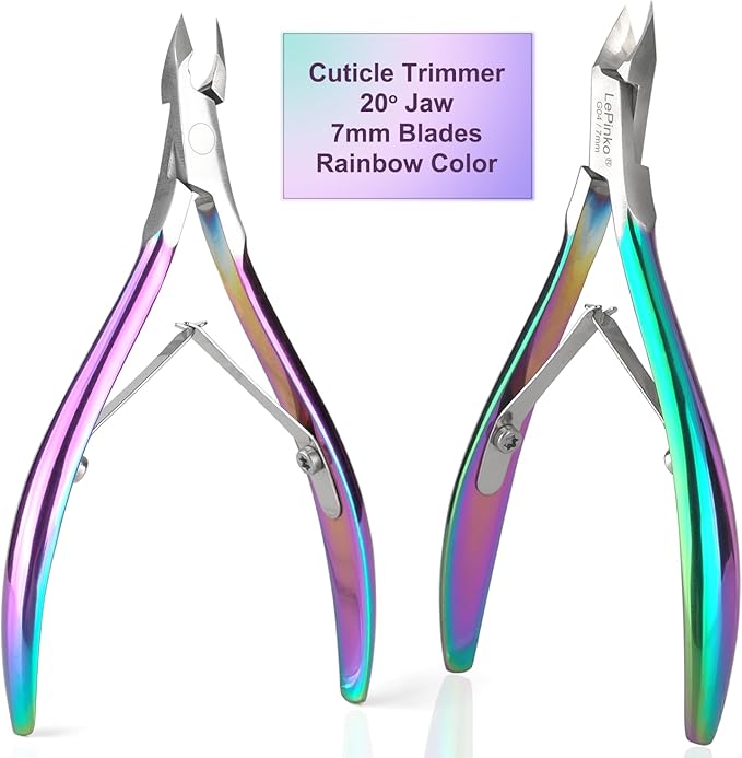 LePinko Professional Cuticle Trimmer with Cuticle Pusher, Super Labor-saving Dead Skin Nippers, Sharp Hangnail Remover for Fingernail Toenail, Pedicure Manicure Nail Care Tool for Women Men, 7mm Jaw