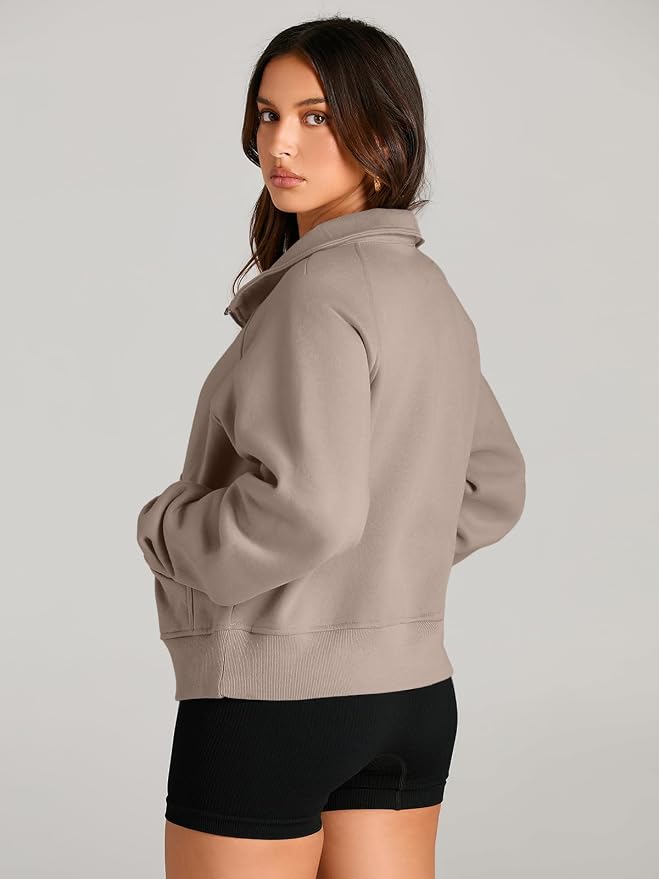 AUTOMET Womens Sweatshirts Half Zip Fleece Pullover Fall Outfits | Fall Fashion Clothes 2026,Cropped Sweatshirts,Cute Y2k Tops,Quarter Zipper Sweater,Winter Loungwear Outfits