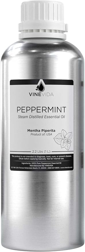 VINEVIDA Peppermint Essential Oil - Gallon Peppermint Oil Undiluted - Bulk Gallon Essential Oil for Soap Making & Candle Scents - 32 oz