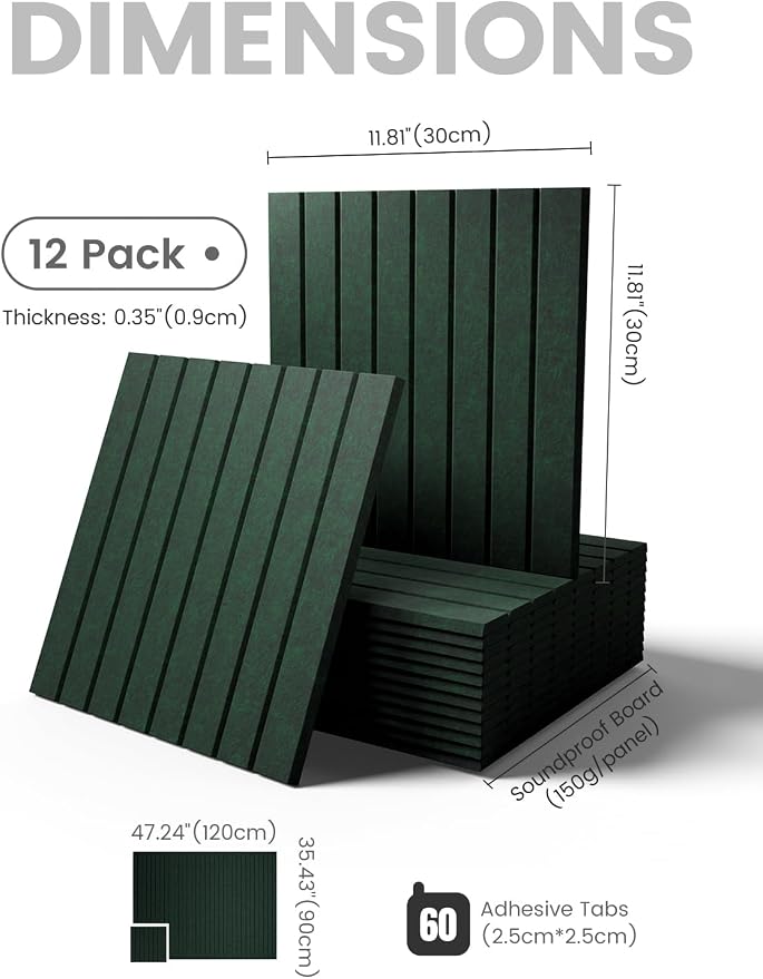 Fluxynara 48" x 36" Large Felt Bulletin Board, Pine Green | 12 Pack Cork Board Alternative with 60 Safe Adhesive Tabs, Pin Boards for Wall Decor, Home, Office, Classroom,Dorm