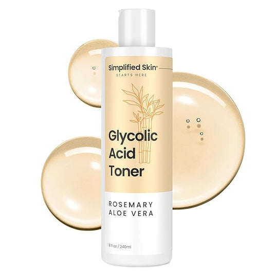 Glycolic Acid Toner for Face - 8% Facial Toning Solution - Hydrating, Anti-Aging, Exfoliates Skin with AHA, Aloe Vera, & Rosemary Extract for Women & Men - 8 Fl Oz (Pack of 2)